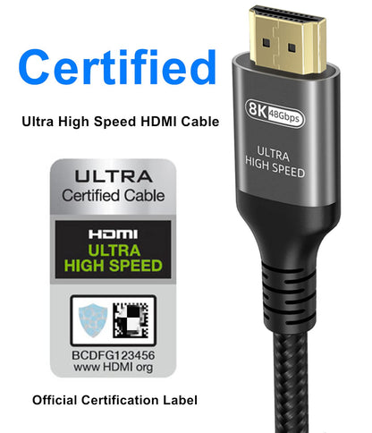 10K 8K 4K HDMI Cable 48Gbps 20 FT, Certified Ultra High Speed HDMI® Cable 4K 240Hz 144Hz 120Hz 8K60Hz 0.01ms HDR10+ eARC HDCP2.3 Netflix Roku TV PC Monitor Projector PS5 Xbox