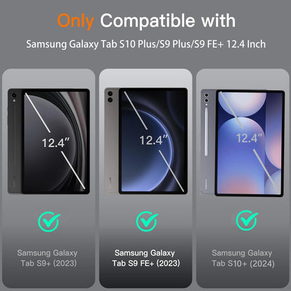 Galaxy Tab S9 FE+/ S9+ /S10+ 12.4 Inch Case with Keyboard, 7-Color Backlit Keyboard with S Pen Holder for Samsung Tab S10 Plus/S9FE Plus 5G 12.4" Black
