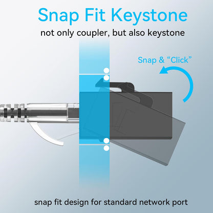 CAT6 RJ45 Keystone Coupler (24 Pack), Cat6 Keystone Jack Female to Female, Cat 6 Inline Keystone Jacks for Wall Plate & Patch Panel, RJ45 Ethernet Coupler Black