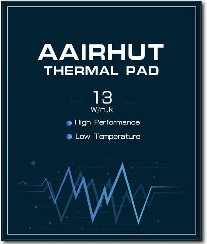 Aairhut Thermal Pad 13W/mK [0.5~3mm], 120x120x0.5mm Silicone Cooling Pad Non Conductive Heat Resistance Extreme Odyssey Cover with Dual Self-Adhesive Films for PC Laptop PS4/PS5/CPU/GPU/Computer