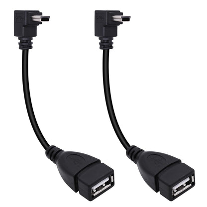 90 Degree Mini USB to USB A OTG Adapter Cable 5.5in Down Angle Mini USB 5-Pin Type B Male to USB Type A Female Adapter Cord for Digital Cameras,Black,14cm(2 Pack,Down)