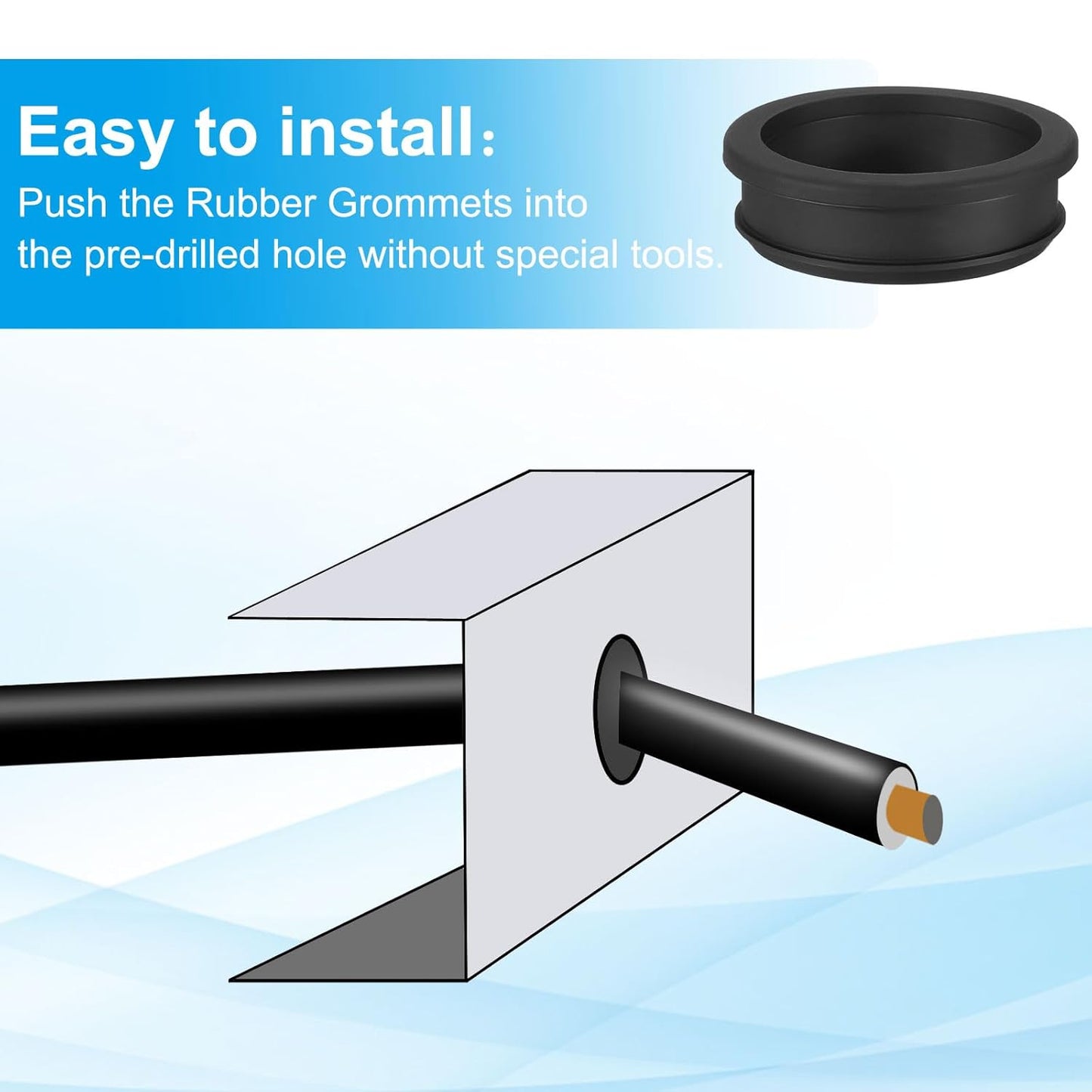 PATIKIL 50.6mm / 2 Inch Drill Hole,1-3/4 Inch ID Rubber Grommets, 3Pcs Top Hat Grommet for Wiring Eyelet Ring Gasket Automotive Firewall Cable Hole Plugs Wires Protection, Black
