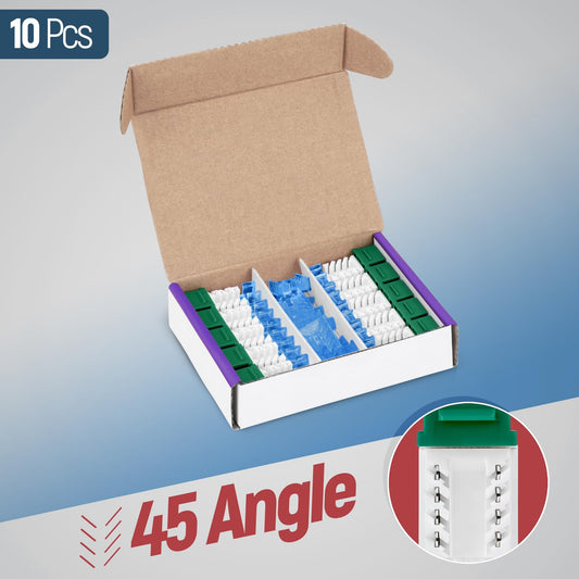 Everest 45° Angled RJ45 Cat5e Keystone Jacks 10-Pack in Green - Slim Profile Female RJ45 Connectors - Cat 5e Keystone Jack - Compatible with 45° Angled Speed Termination Tool - 45Term (B0BL3GS7ZY)