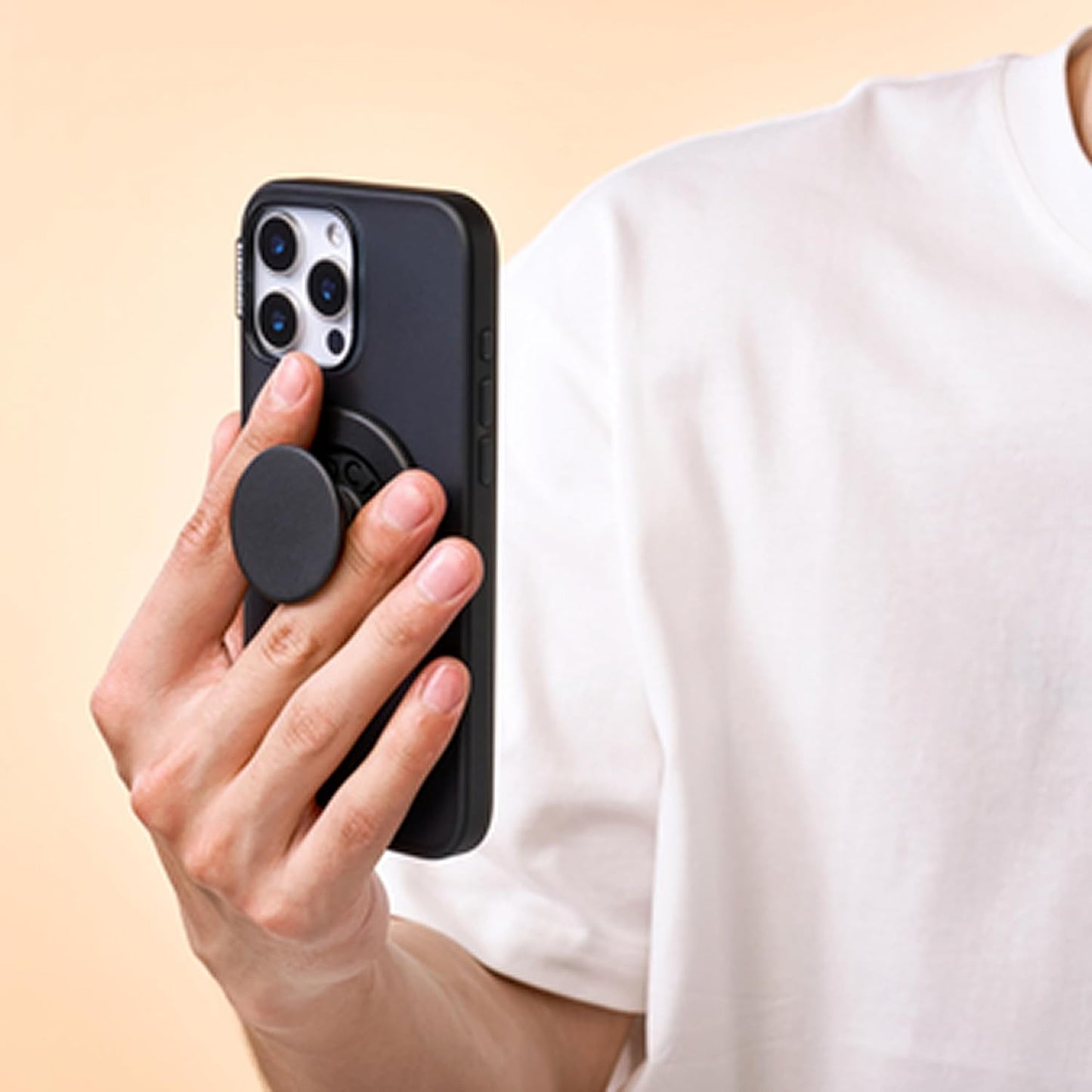 PopSockets Kick-Out Grip for MagSafe, Phone Grip with Built-in Phone Stand, Adjustable Kickstand for Portrait or Landscape, Strong Magnetic Hold, Wireless Charging Compatible - Black