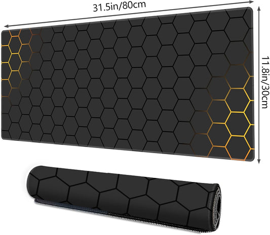 Galdas Gaming Mouse Pad XXL XL Large Long Extended Big Mousepad Non-Slip Rubber Keyboard Mouse Pad with Stitched Edges for Laptop Home Office (31.5x11.8x0.08 Inch) … (Grid)