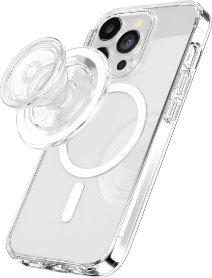 PopSockets Phone Grip for MagSafe with Kickstand, Magnetic Stand, Swappable Top, Secure Hold for iPhone MagSafe Cases, Phone & Tablet Grip - Clear