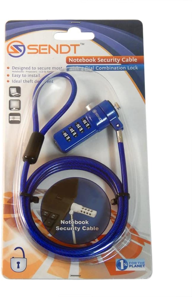 Sendt Blue Notebook/Laptop Combination Lock Security Cable