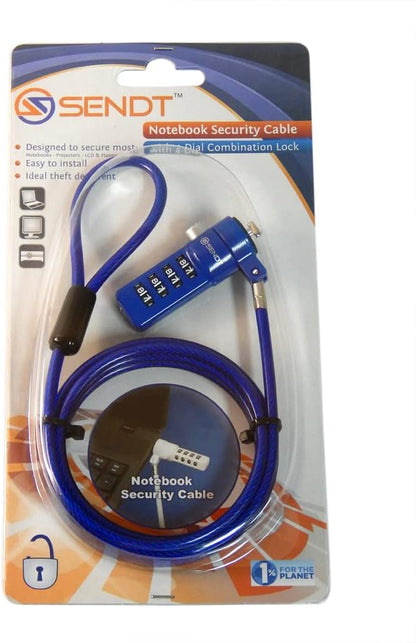 Sendt Blue Notebook/Laptop Combination Lock Security Cable
