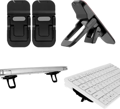 Bewudy 2 Pcs Portable Keyboard Stand, Dual Tilt Angle Adjustment, Foldable Laptop Riser, Self-Adhesive Feet for Most Keyboards (Black)