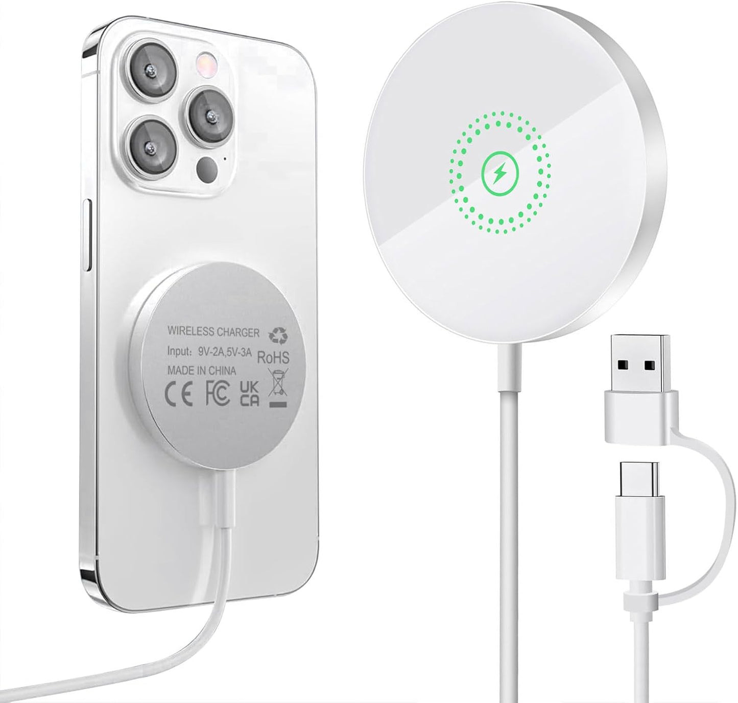 Magnetic Wireless Charger for iPhone 16/16 Pro/16 Plus/16 Pro Max,FDGAO 2 in 1 15W Fast Magnetic Charging Compatible with iPhone 15/14/13/12 Series and AirPods 4/3/Pro