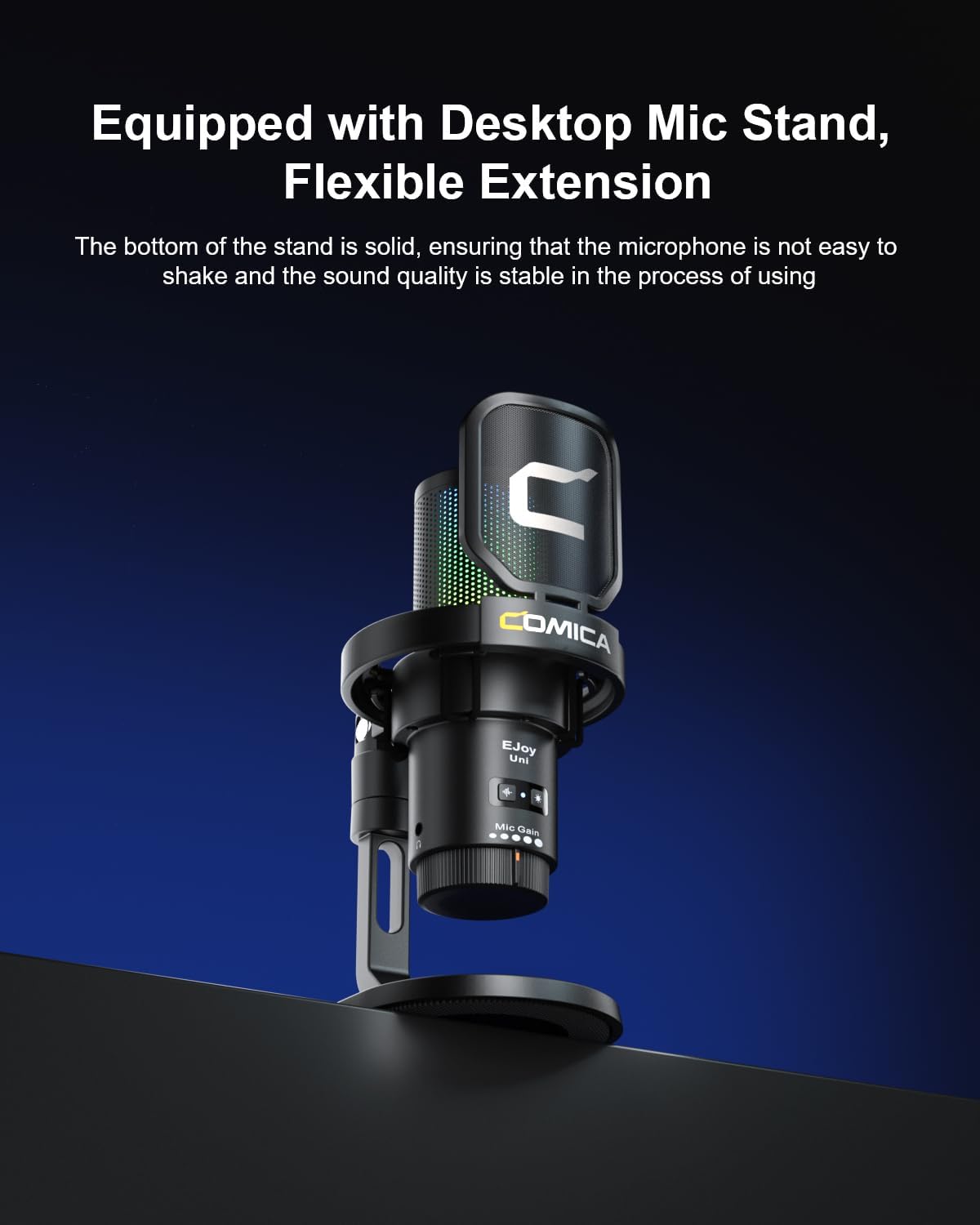 COMICA Ejoy Uni(D) USB Gaming Microphone with Noise Cancellation, RGB Lights, Monitoring, Muting, Streaming Mic for Computer, PS5, PS4, Streaming, Podcast, Chat, Twitch, YouTube, Discord