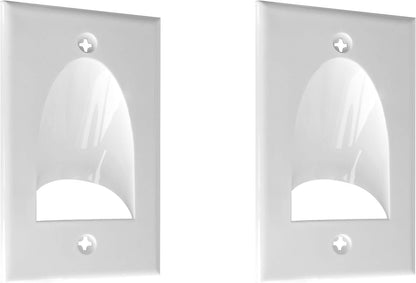 BestMounts - 2 Pack Inner Nose Behind Wall Cable Management TV Cord Hider for Wall Mounted TV - Single Gang Low Voltage Recessed Wall Plates Cable Pass Through for Wires, HDTV, HDMI (White)