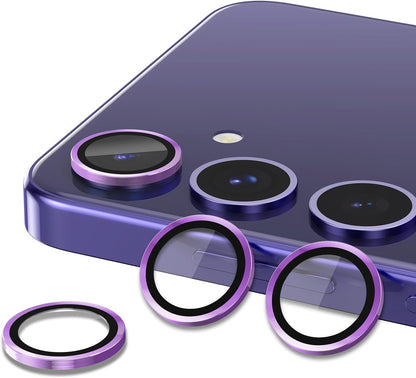 for Samsung Galaxy S24 Plus Camera Lens Protector, Individual Metal Ring Tempered Glass Lens Cover, [Strong Adsorption] Scratch Resistant Ultra-Thin HD Clear Lens Cover, 1 Set-Purple