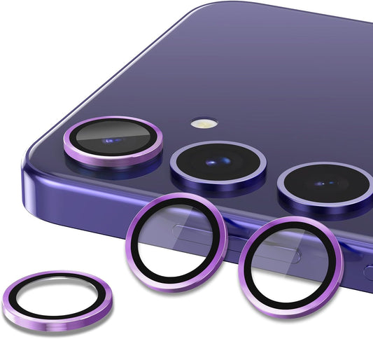 for Samsung Galaxy S24 Plus Camera Lens Protector, Individual Metal Ring Tempered Glass Lens Cover, [Strong Adsorption] Scratch Resistant Ultra-Thin HD Clear Lens Cover, 1 Set-Purple