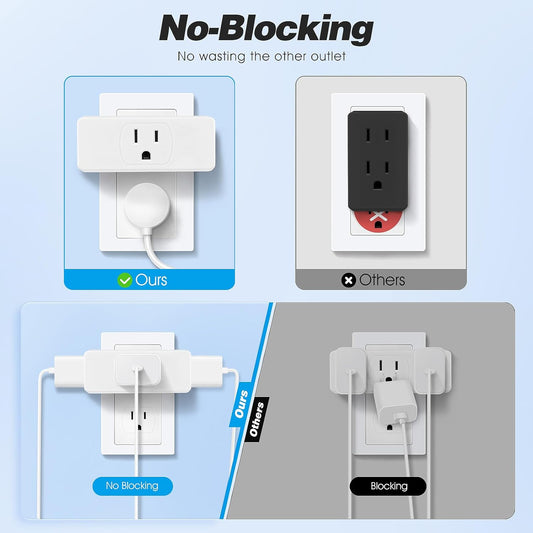 Multi Plug Wall Outlet 2pack, Multiple Outlet Splitter, 3-Plug Wall Adapter, MultiPlug Outlet Extender, Multiple Plugs in One Outlet, Cruise Essentials, Electrical Wall Outlet Splitter