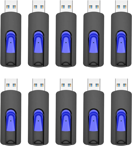 JUANWE 32GB Flash Drive 10 Pack 3.0 USB Thumb Drive Retractable Slide Memory Sticks for Computers Bulk USB Jump Drive Data Storage Pen Drive Blue