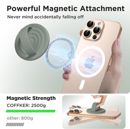 Magnetic Phone Ring Grip Holder, Silicone Finger Loop Grip, Compatible with MasSafe, Back of Phone for iPhone Pro Max/Plus/16/15/15/14/13/12 Series, Calke Green