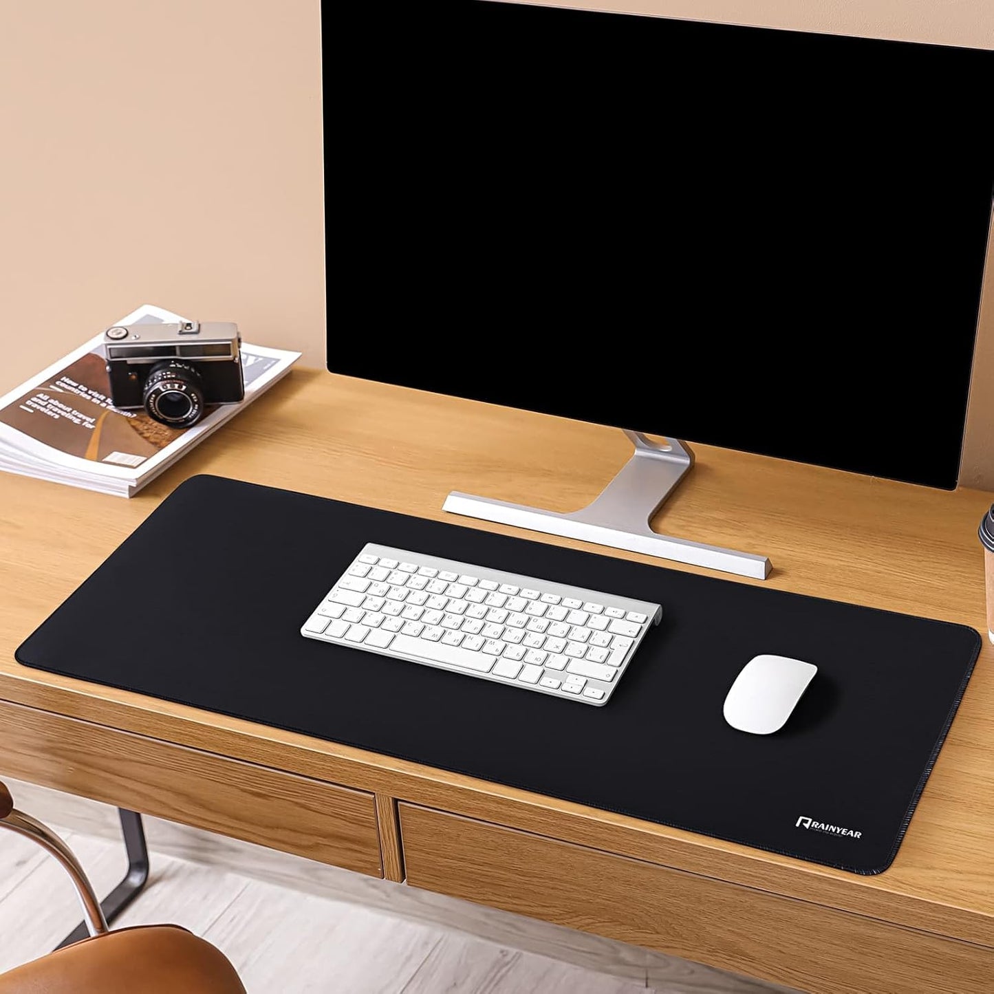 RAINYEAR Large Gaming Mouse Pad(31.5 x 11.8 Inch), Computer Mousepad with Anti-Slip Rubber Base, Smooth Large Keyboard Mouse Pad Mat for Gamer, Office, Home, Black