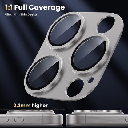 WSKEN for iPhone 16 Pro/iPhone 16 Pro Max Camera Lens Protector, [Military Grade Shatterproof] [Strong Adsorption] Metal Aluminum Alloy Tempered Glass Camera Screen Protector, Grey Titanium