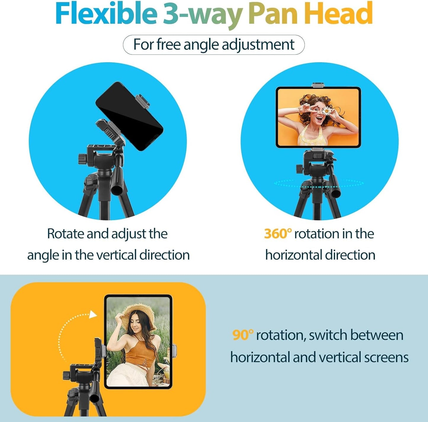 Aureday Phone Tripod Stand, 64” Extendable Cell Phone&Camera Tripod with Wireless Remote and Phone Holder, Aluminum iPad Tripod for Video Recording/Selfies/Live Stream/Vlogging