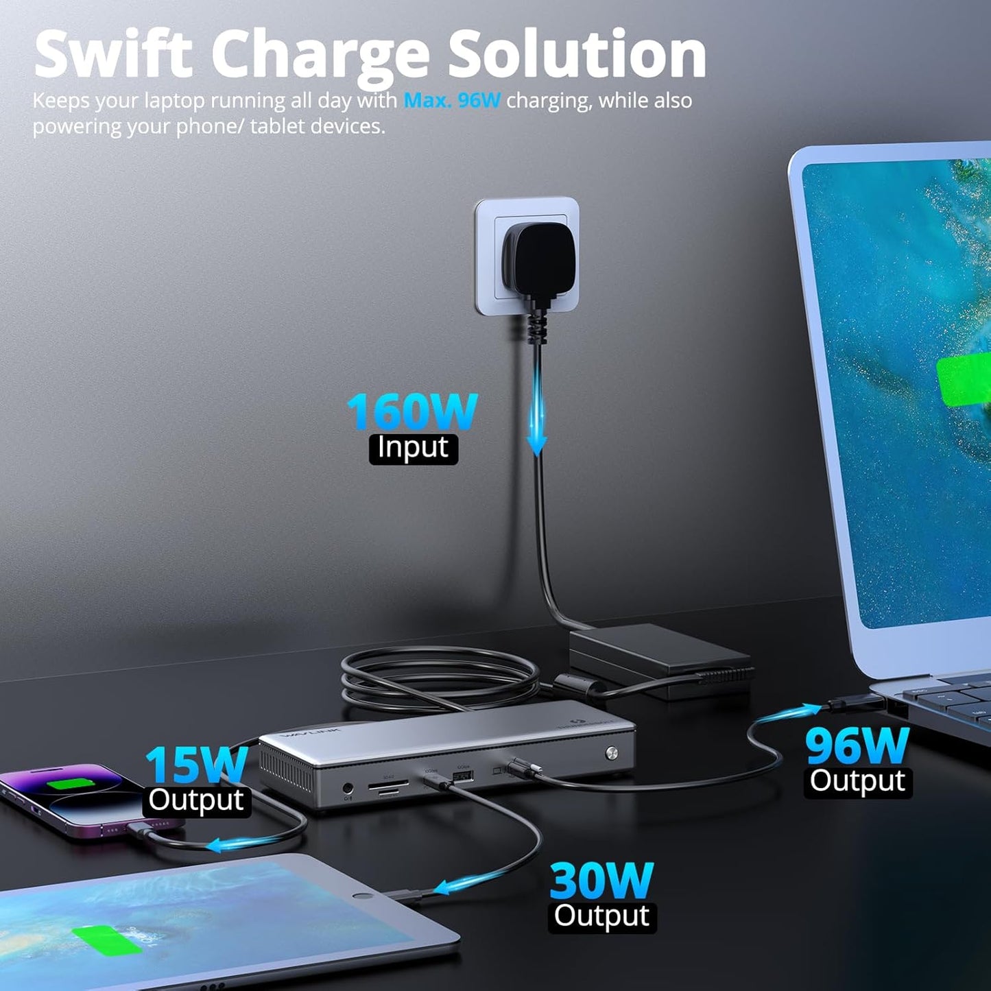 WAVLINK Thunderbolt 4 Hub with Dual HDMI 4K@60Hz,100W Charging, Thunderbolt Certified, 13-in-1 Thunderbolt 4 Dock Dual Monitor Single 8K Output for Windows or Mac, 4X USB, 2.5G Ethernet,SD/MicroSD