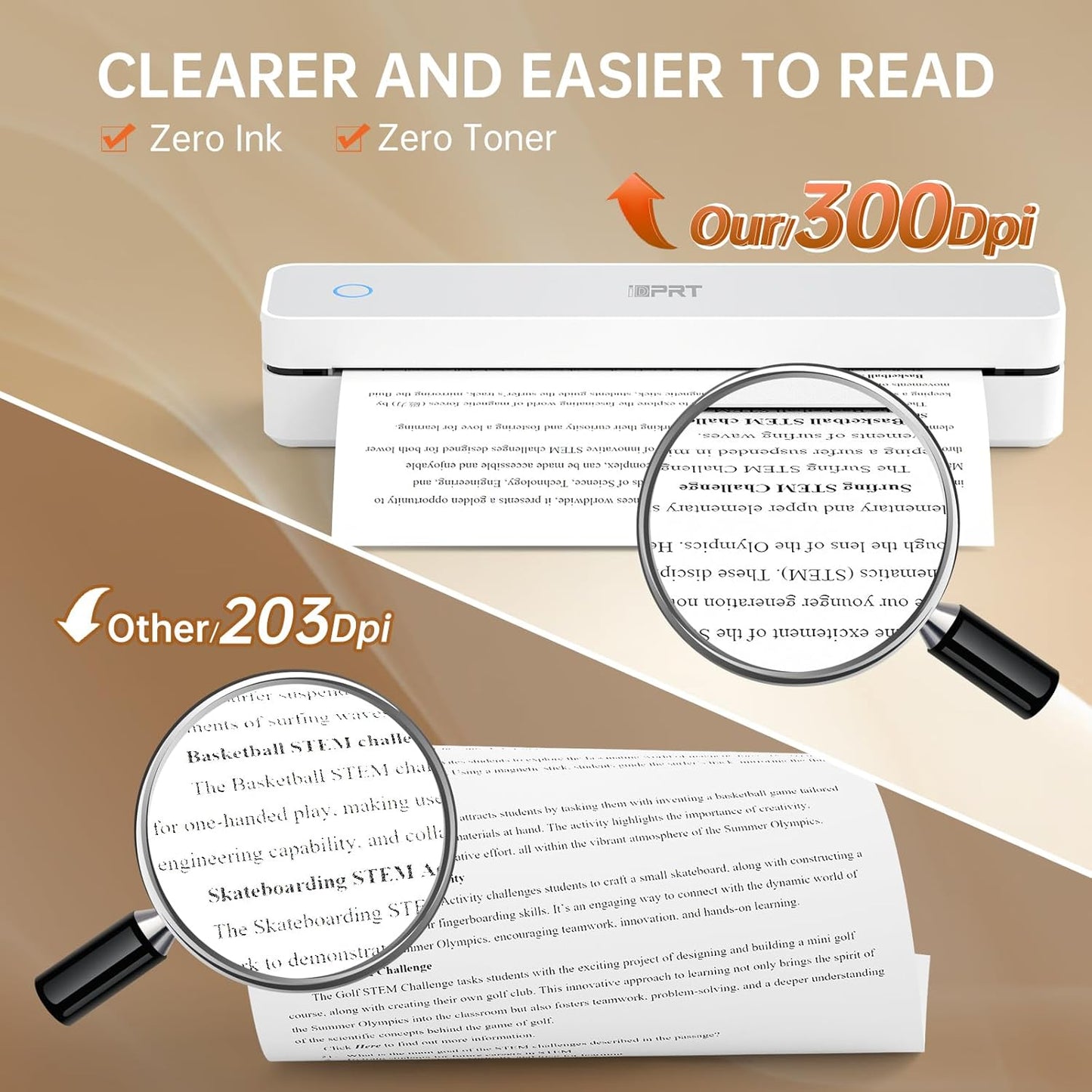 iDPRT MT610 Portable Thermal Printer, Mobile-Travel-Printers, Inkless-Wireless-Small-Printer for Home Use, Office, Vehicles, Bluetooth Printers Supports 8.5" x 11" US Letter & A4 & A5 Size