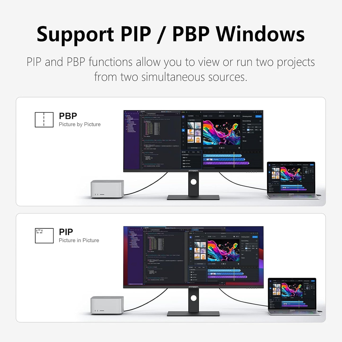 INNOCN 40 Inch 5K 5120 x 2160p Ultrawide Monitor for Laptop, 21:9, 100Hz, IPS, HDMI, DP, FreeSync, HDR400, USB-C, DeltaE＜2, Built-in Speakers, Height Adjustable, Black - 40C1U