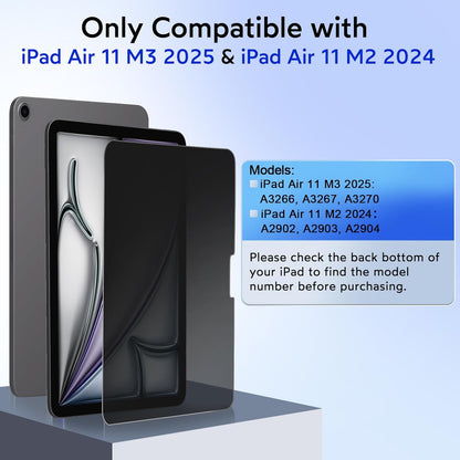 MOBDIK 1 Pack Privacy Screen Protector Compatible with iPad Air 11 inch M3 2025/ M2 2024, Anti Spy, 9H Tempered Glass, EZ Kit
