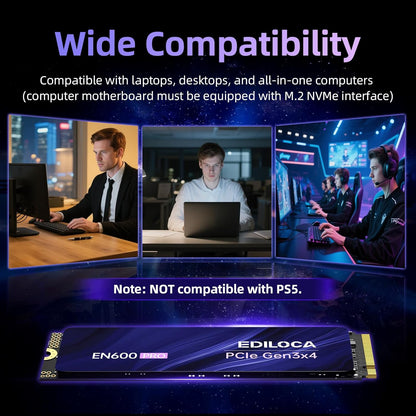 EN600 PRO SSD 256GB PCIe 3.0 Gen 3x4, NVMe M.2 2280, Up to 3200MB/s, Internal Solid State Drive, SLC Cache 3D NAND TLC, Graphene Cooling Sticker, Storage for PC, Desktop and Laptops