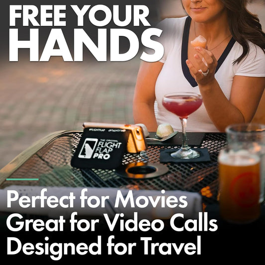 Airplane Phone Holder, Flexible Tablet and Cell Phone Holder, Folding Cellphone Stand for Desk, Bed, Office, Treadmill - Airplane Accessories Long Flight Travel - Plane Essentials (Pro)