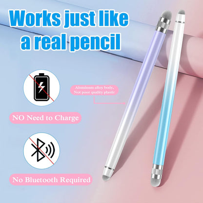 2PCS Stylus Pens for Touch Screens, Stylus Pen for iPhone/iPad/Tablet Android/Microsoft Surface, Compatible with All Touch Screens(Purple/Blue)