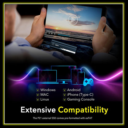 Addlink P21 2TB Portable External SSD, Up to 2,000MB/s Read, USB 3.2 Gen 2x2, Lightweight Storage for Photography, Video, Gaming and Fast backups, for PC Laptop Mac Windows Linux Android PS4 PS5