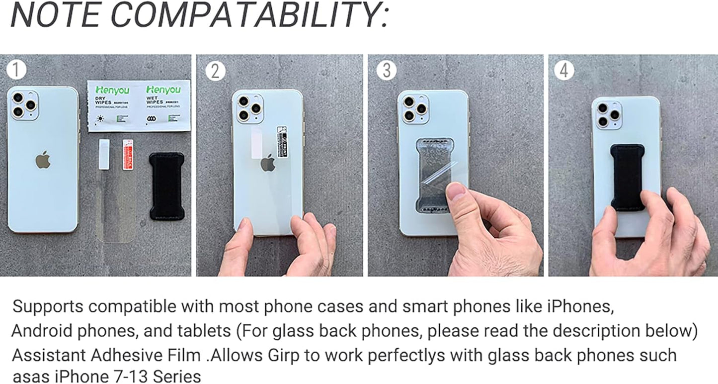 Phone Grip Strap Holder for Hand, Universal Finger Strap Phone Holder, Finger Selfie Grip Compatible with Most Smartphones (Black Darkpurple) - 2Pack