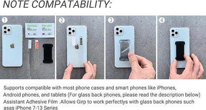 Phone Grip Holder for Hand, Universal Finger Strap Phone Holder, Finger Selfie Grip Compatible with Most Smartphones (Blue) - 2Pack