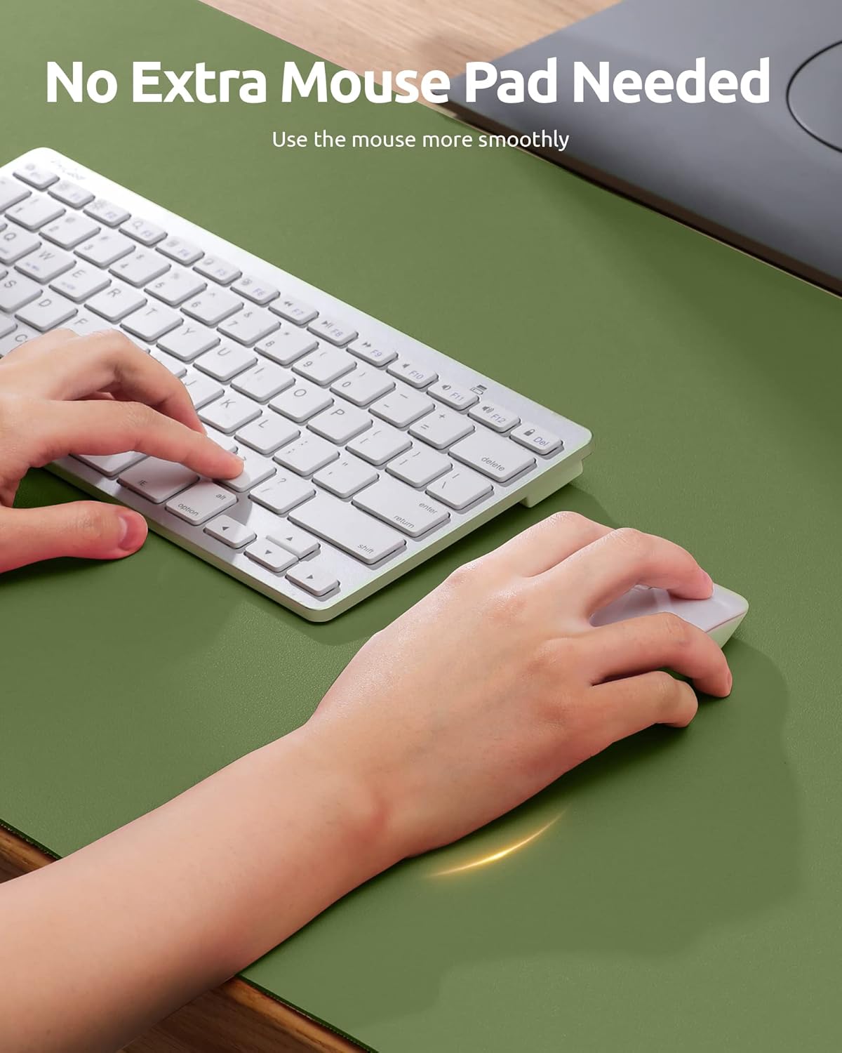 YSAGi Leather Desk Protector, Office Mat, Large Mouse Mat, Non-Slip PU Leather Blotter, Laptop Desk Pad, Waterproof Writing Pad for Office and Home (Green, 23.6" x 13.8")