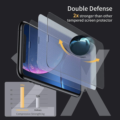 UNBREAKcable Screen Protector for iPhone 11/iPhone XR [2-Pack], Double Shatterproof Tempered Glass [Easy Installation Frame] [9H Hardness] [99.99% HD Clear] [Bubble Free] for iPhone 6.1 Inch