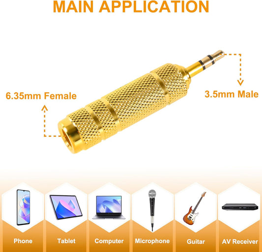 4 Pack Headphone Jack Adapter - 3.5mm (1/8 inch) Male to 6.35mm (1/4 inch) Female and 6.35mm (1/4) to 3.5mm (1/8) Audio Adapter for Player, Headphone, Guitar Amplifier