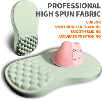 Ergonomic Joint Wrist Support Mouse Pad with Memory Foam Cushion Massage Bump, Carpal Tunnel Pain Relief Mousepad Slope Design for Wrist Rest, 11.8x7.9 in, DarkSeaGreen