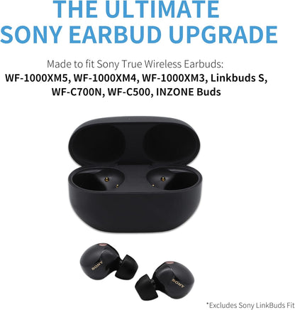 Comply TrueGrip | Premium Memory Foam Replacement Earbud Tips for Sony True Wireless Earbuds | Enhanced Comfort, Secure Fit, Superior Noise Isolation, Cleaning Tool | Black, Large (3 Pairs)