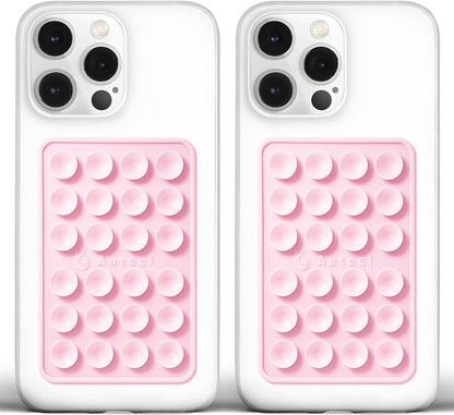 Anteel Medium-Sized Silicone Suction Phone Case Adhesive Mount, Enhanced Suction Power and Upgraded Thickened Sticky Phone Grip, Durable, Hands-Free Sticky Phone Holder, 2.28"x3.46" (LPK&LPK)