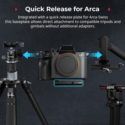 SmallRig Universal Mount Plate for AirTag, for SmartTag2, Quick Release Camera Mount Baseplate for Arca-Type, Built-in EVA Pad, 1/4"-20 Screws for Sony, for Canon, for Nikon - MD5422