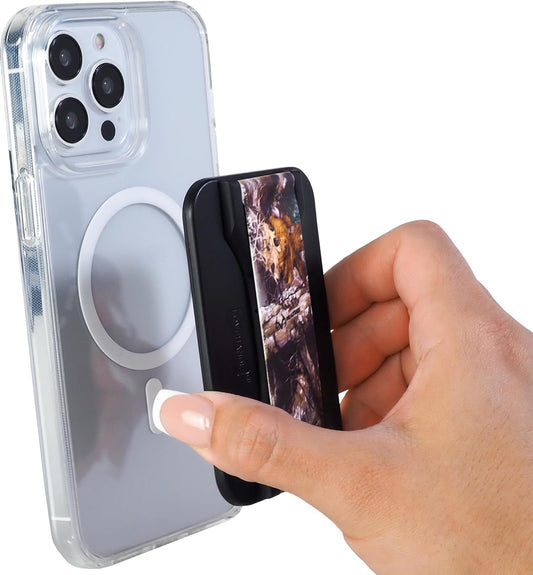 LoveHandle PRO MagSafe Compatible Magnetic Phone Grip w/Kickstand - Mount, Strap and Stand for Smartphone and Tablet - MagSafe Ring Included - Fits All Devices - Realtree Edge Camo