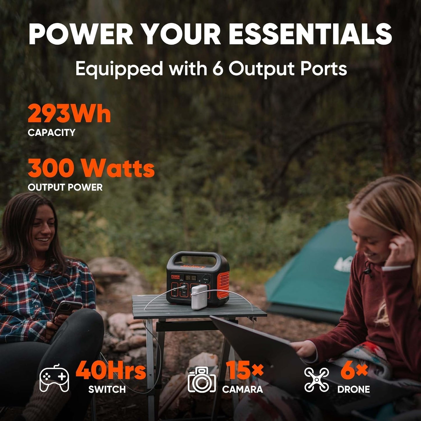 Jackery Portable Power Station Explorer 300 with Carrying Bag, 293Wh Backup Lithium Battery, Solar Generator for Outdoors Camping Travel Hunting Blackout (Solar Panel Optional)