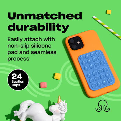 Classic - Silicone Suction Phone Case Adhesive Mount - Hands-Free, Strong Grip Holder for Selfies & Videos - iPhone & Android Compatible - 2.25″ x 3.25″, Baby Blue Jay