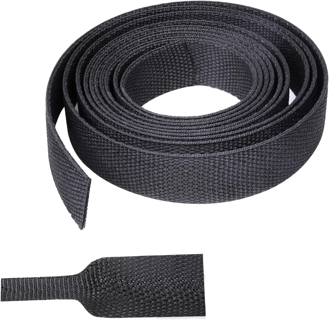 Braided Sleeving Heat Shrinkable Fabric 2:1 Ratio- Abrasion Protection Flexibility Wiring Harness Cable Sheath (3/8" ID, 16ft)