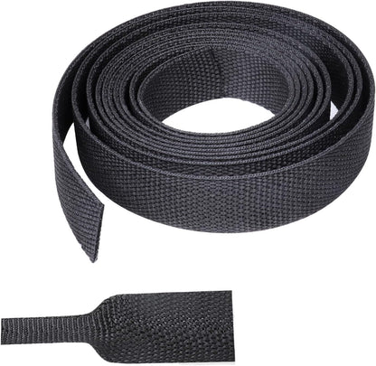 Braided Sleeving Heat Shrinkable Fabric 2:1 Ratio- Abrasion Protection Flexibility Wiring Harness Cable Sheath (3/8" ID, 16ft)