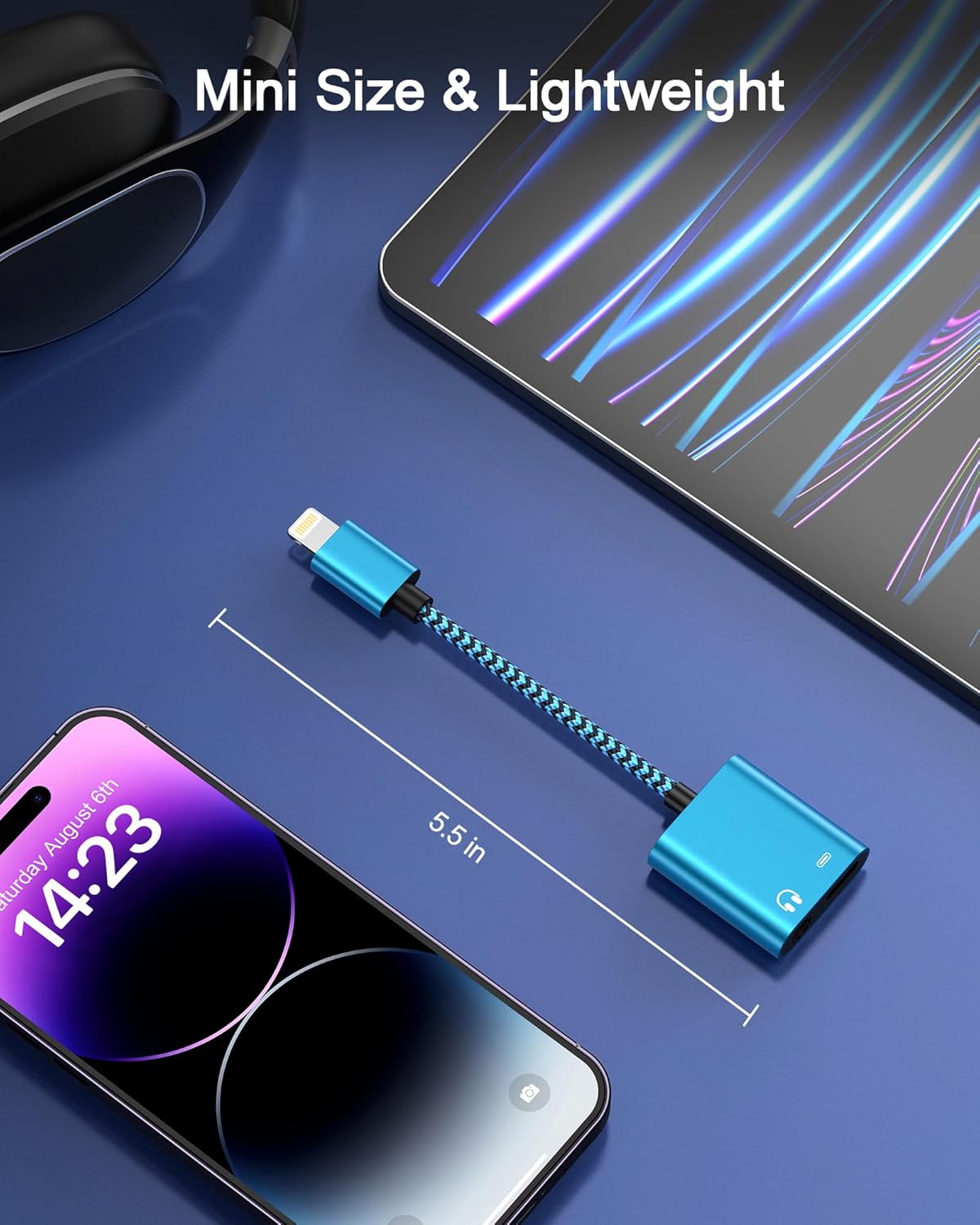 iPhone Headphone Adapter with Charge 2-in-1 Lightning to 3.5mm Female Aux Audio Jack Dual Converter Mfi Certified Apple Dongle Splitter + Charger Adaptor for iPhone 14 Pro Max 13 12 11 XR XS iPad Mini