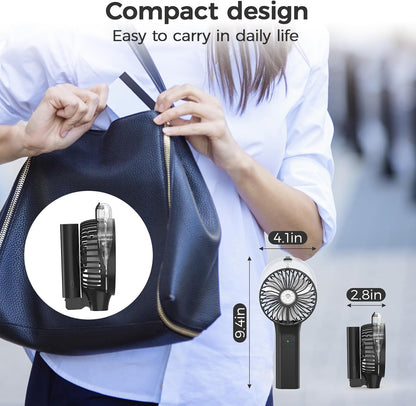 PANERGY Handheld Misting Fan – Rechargeable Battery Operated,Handheld Personal Fan with Mist Spray, Electric Hand Fans, 180° Foldable Mister Fans for Travel, Camping, Disney, Concerts, Office(Black)