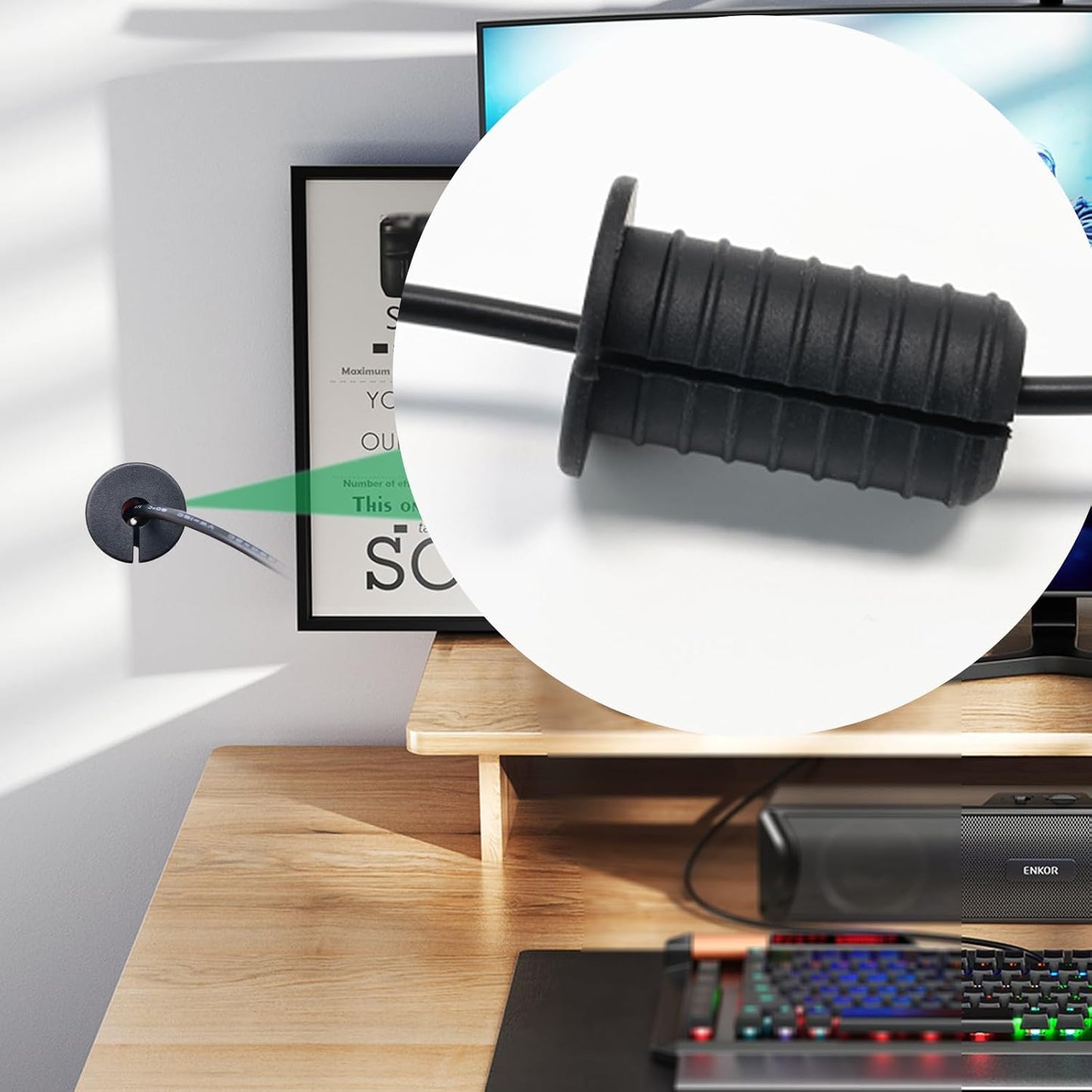 6pc Starlink Cable Grommet 3/4" Silicone Anti-Slip Wall Hole Pass Through Split Cable Bushings for TV Wire Ethernet Cord, Starlink Cable Routing Kit Accessories,38mm/1.5"Ht, Black