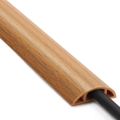 Floor Cord Cover 6ft, Cord Hider Floor Yellow Oak Wood, Floor Cable Management Prevent Cable Trips, Floor Cable Cover Wire Covers for Electric Power Cords, Cord Protector Cord Cavity W0.47in x H0.28in